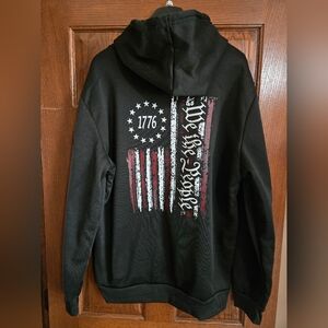 Black Patriotic Hoodie We The People 1776 American Flag Hoodie Mens Size XL